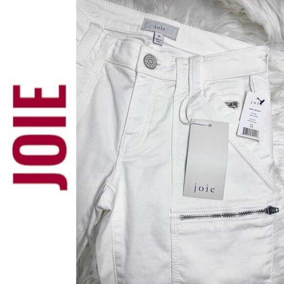 NWT JOIE Park Skinny Ankle Zipper Moto Jeans Pants Porcelain White, Size 24 - Picture 8 of 14